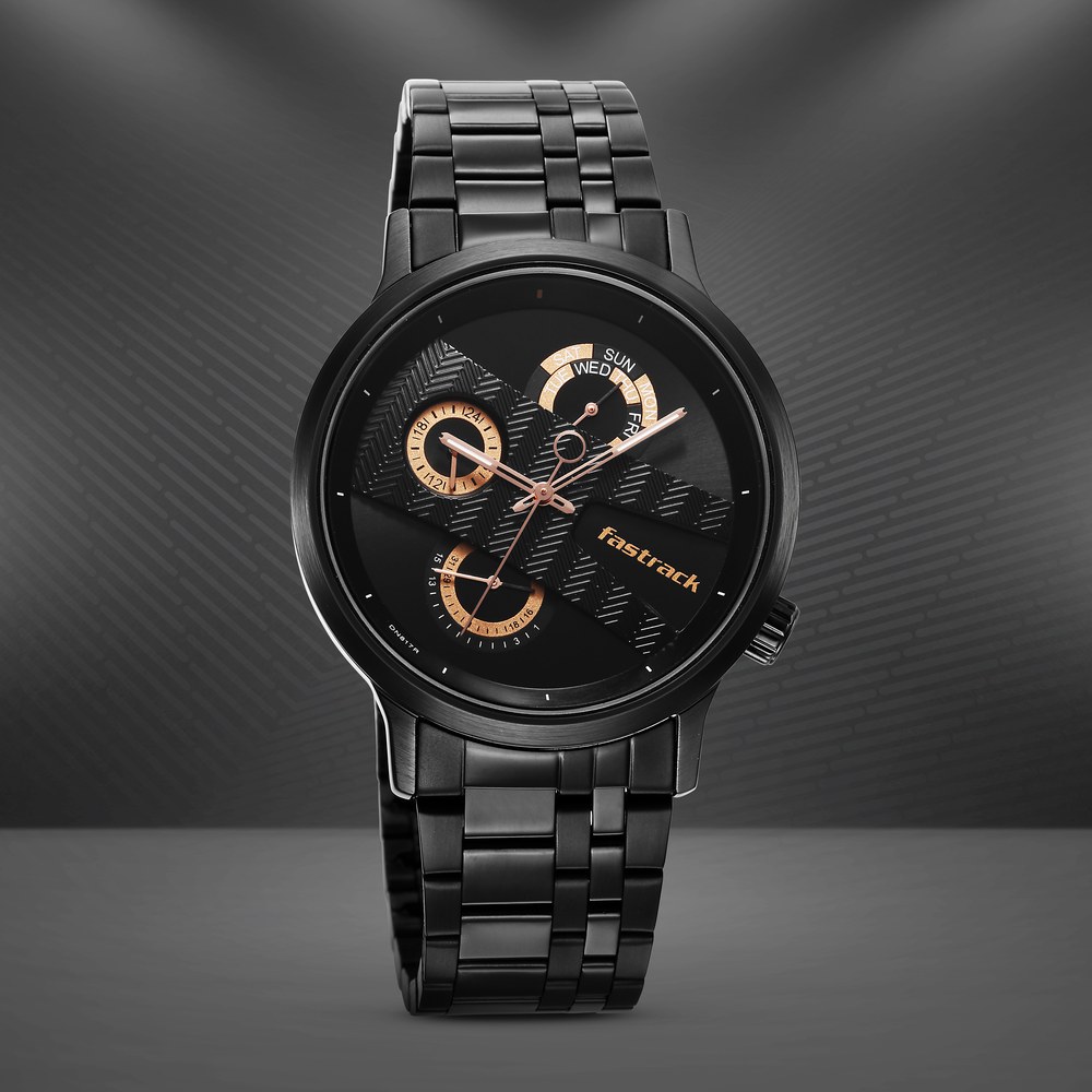 Buy Online Fastrack Exuberant Quartz Multifunction Black Dial Stainless