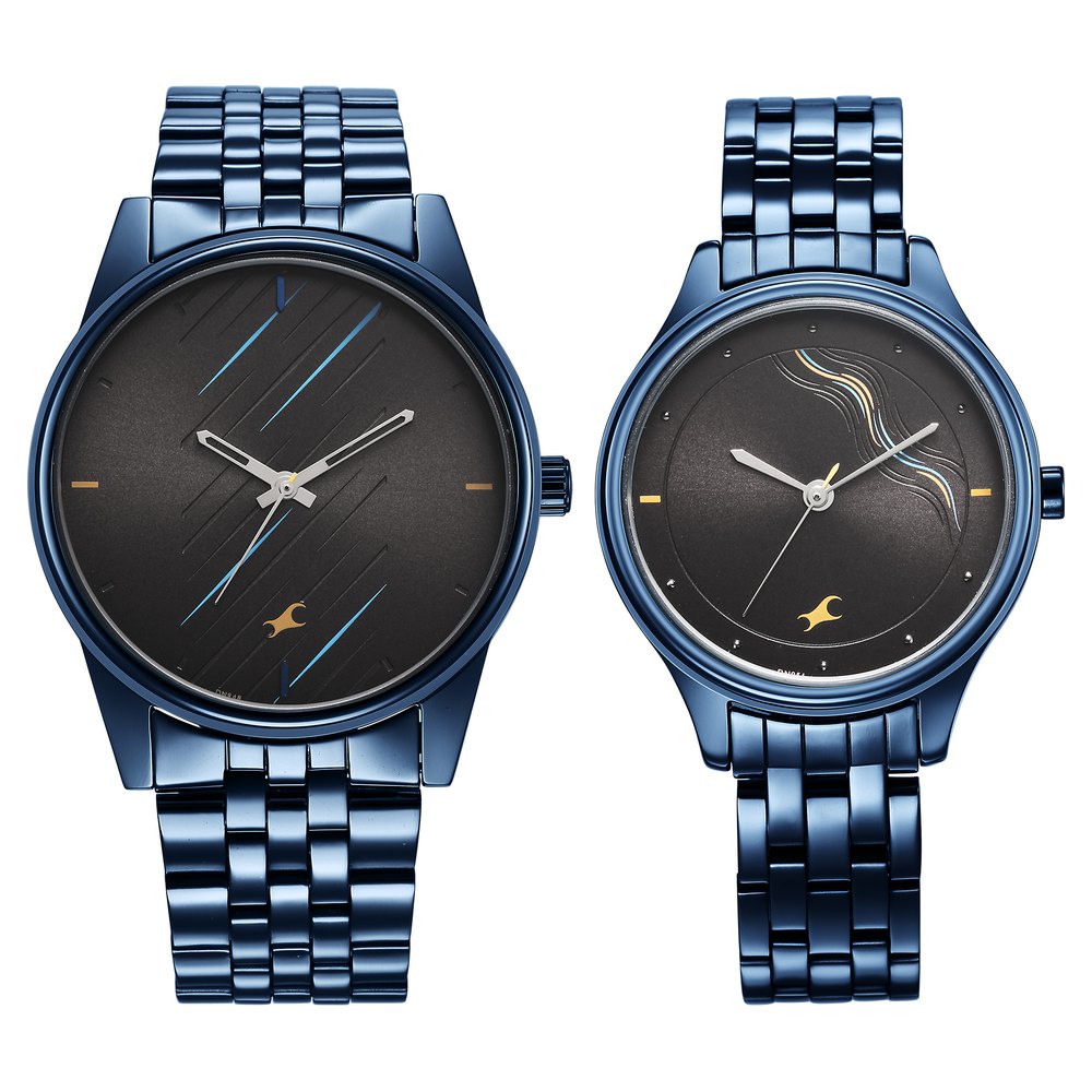 Buy Online Fastrack Mixmatched Quartz Analog Black Dial Blue Stainless