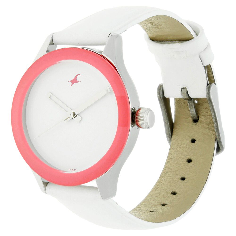 Fastrack Essentials Quartz Analog White Dial Leather Strap Watch for Guys