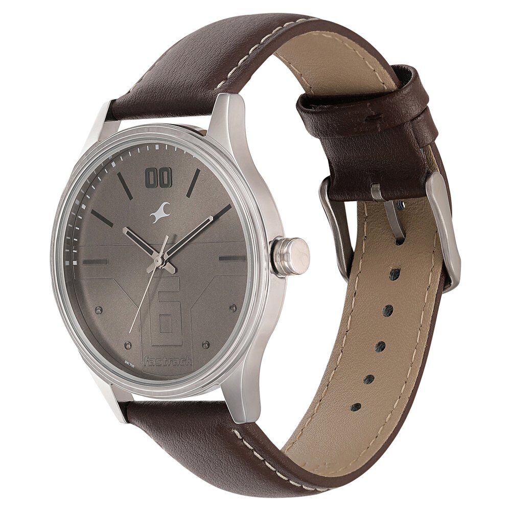 Fastrack Bare Basics Quartz Analog Brown Dial Leather Strap Watch for Guys