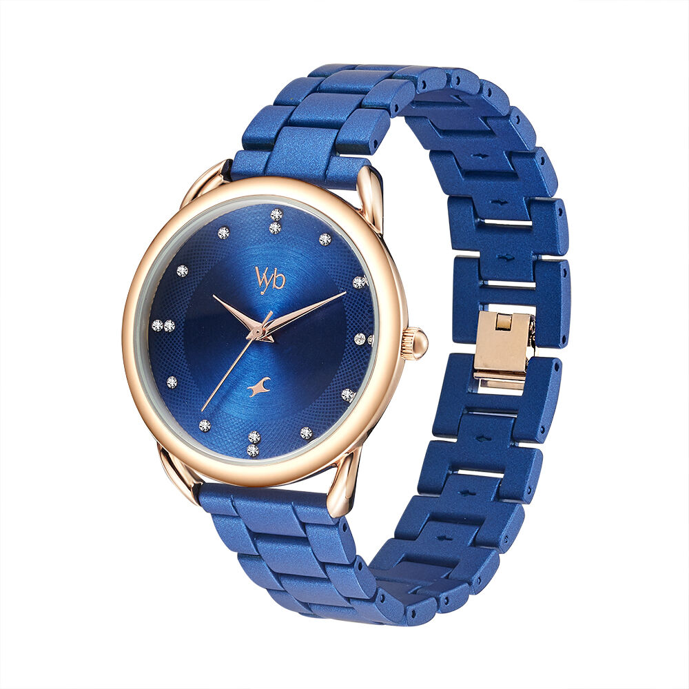 Blue And Gold Women's Watch With Leather Strap Manufacturer, Custom Design  | GOTOP