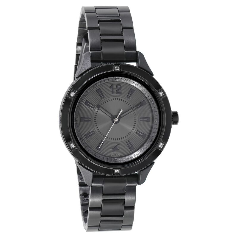 Varsity Anthracite Dial Stainless Steel Strap Watch for Girls