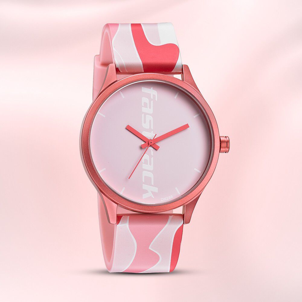 Poze by Sonata Quartz Analog Pink Dial PU Leather Strap Watch for Women