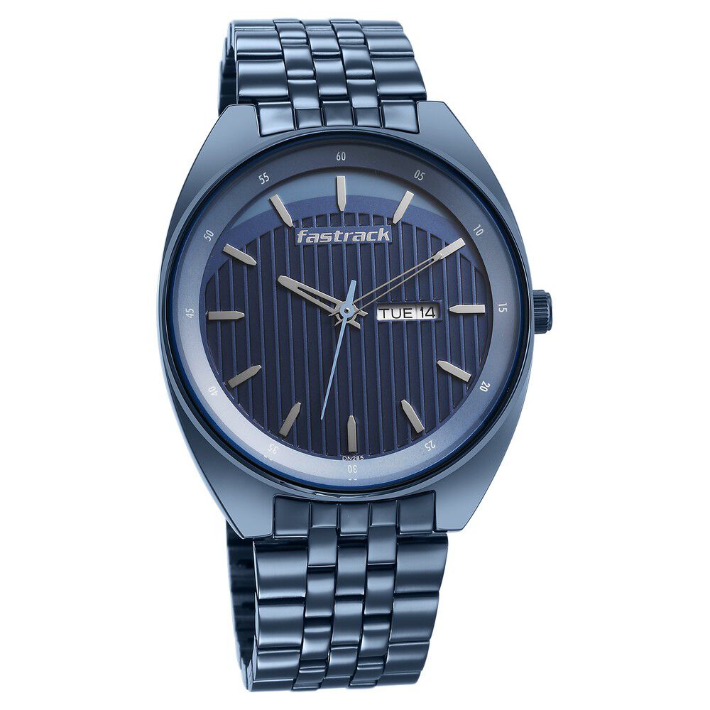 Fastrack Style Up Blue Dial Stainless Steel Strap Watch for Guys