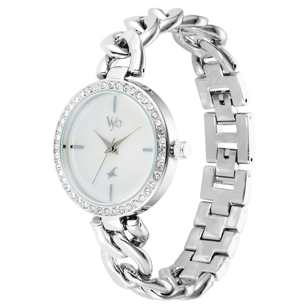 Fastrack Vyb Showstopper Quartz Analog Mother Of Pearl Dial Metal Strap  Watch for Girls