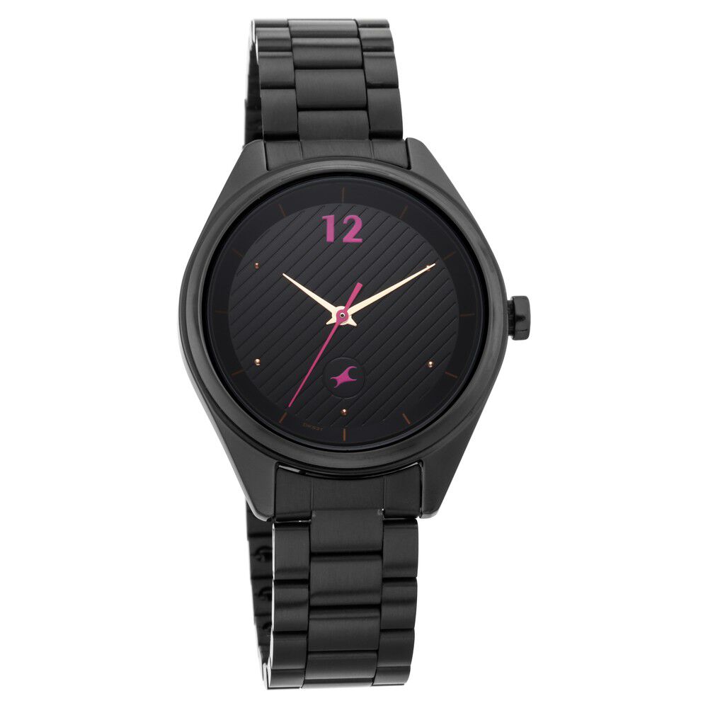 Fastrack Quartz Analog Black Dial PU Strap Watch for Guys