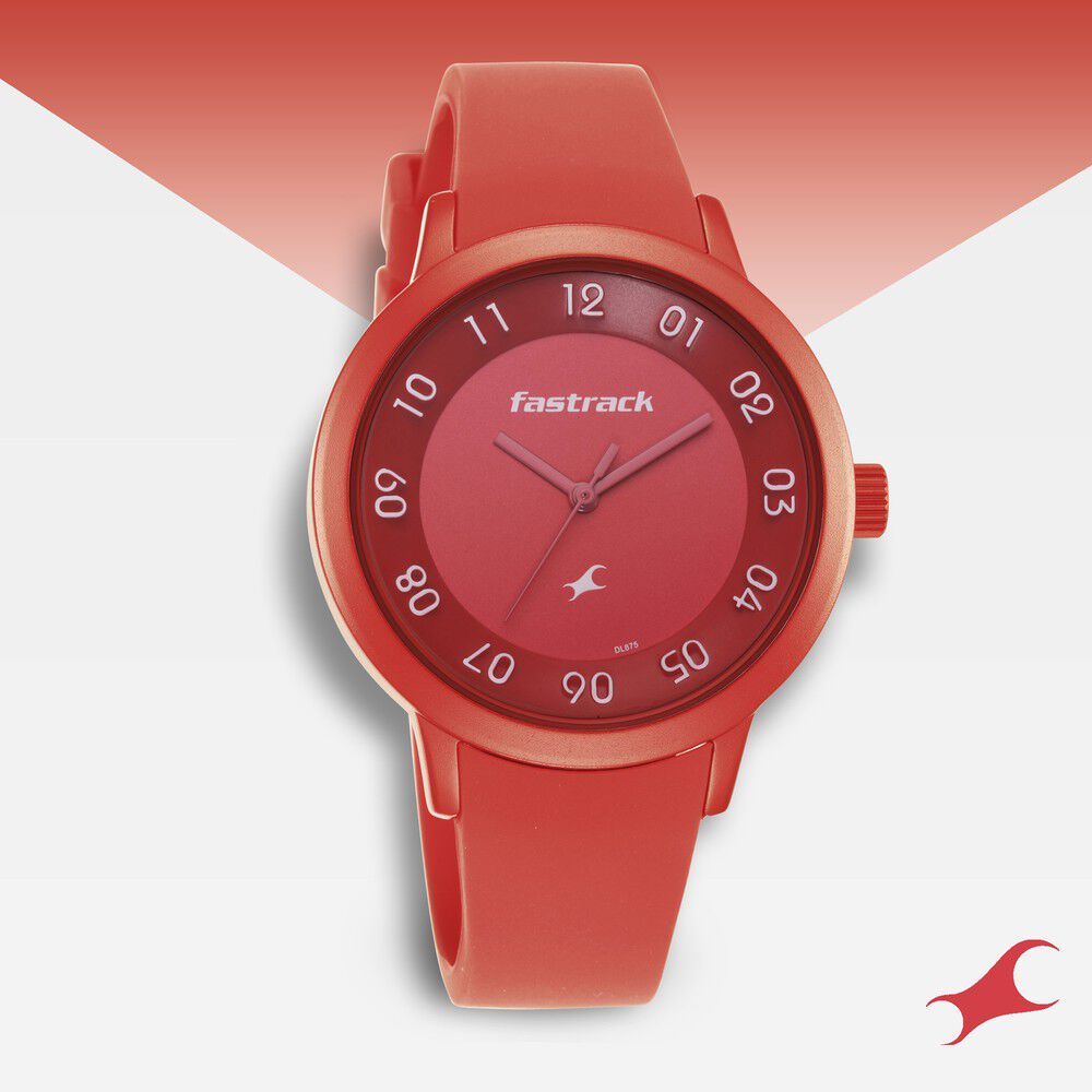 Sonata Quartz Analog Red Dial Leather Strap Watch for Women