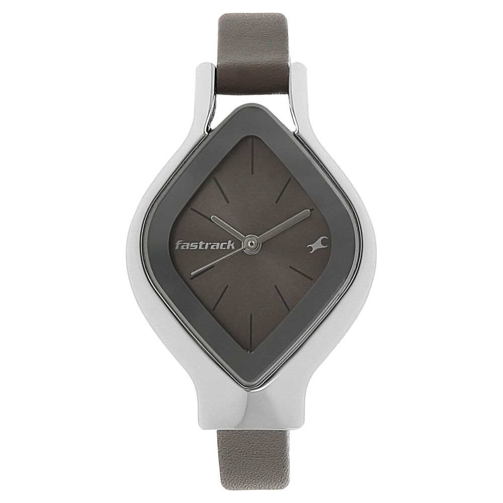 Fastrack Quartz Analog Silver Dial Leather Strap Watch for Girls