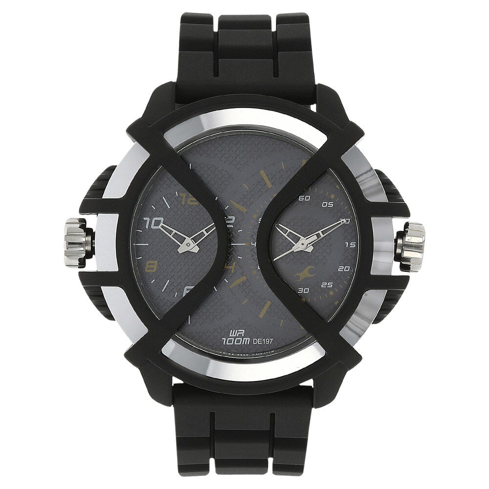 Fastrack Quartz Analog Black Dial Leather Strap Watch for Guys