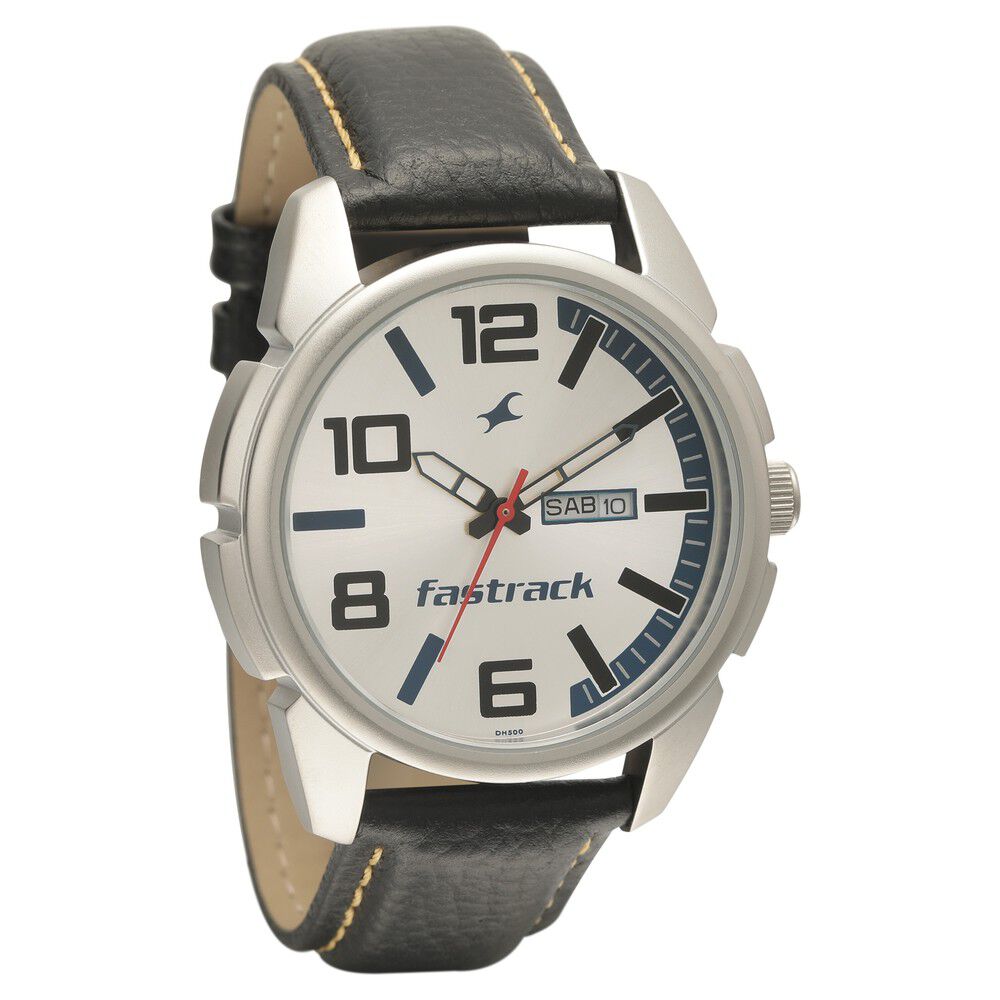 Fastrack Silver Dial Quartz Analog with Day and Date Watch for Guys