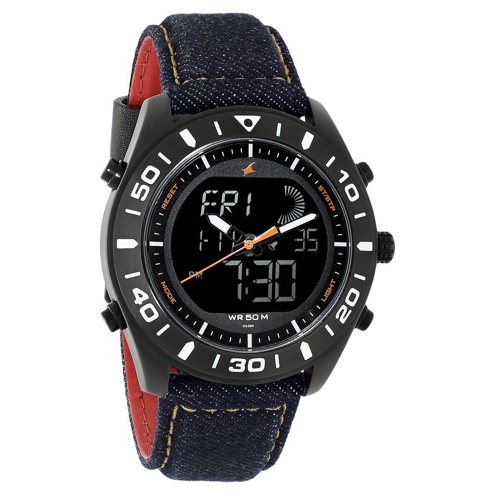 Buy Online Fastrack Denim Quartz Analog Digital Blue Dial Denim Strap Watch  for Guys - nn38035sl05 | Titan