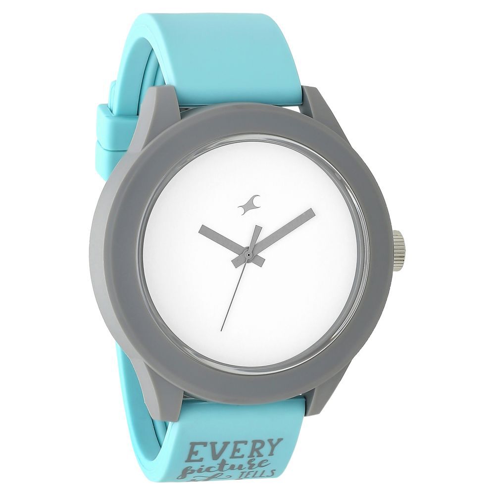 Fastrack Tees Quartz Analog Blue Dial Silicone Strap Watch for Girls