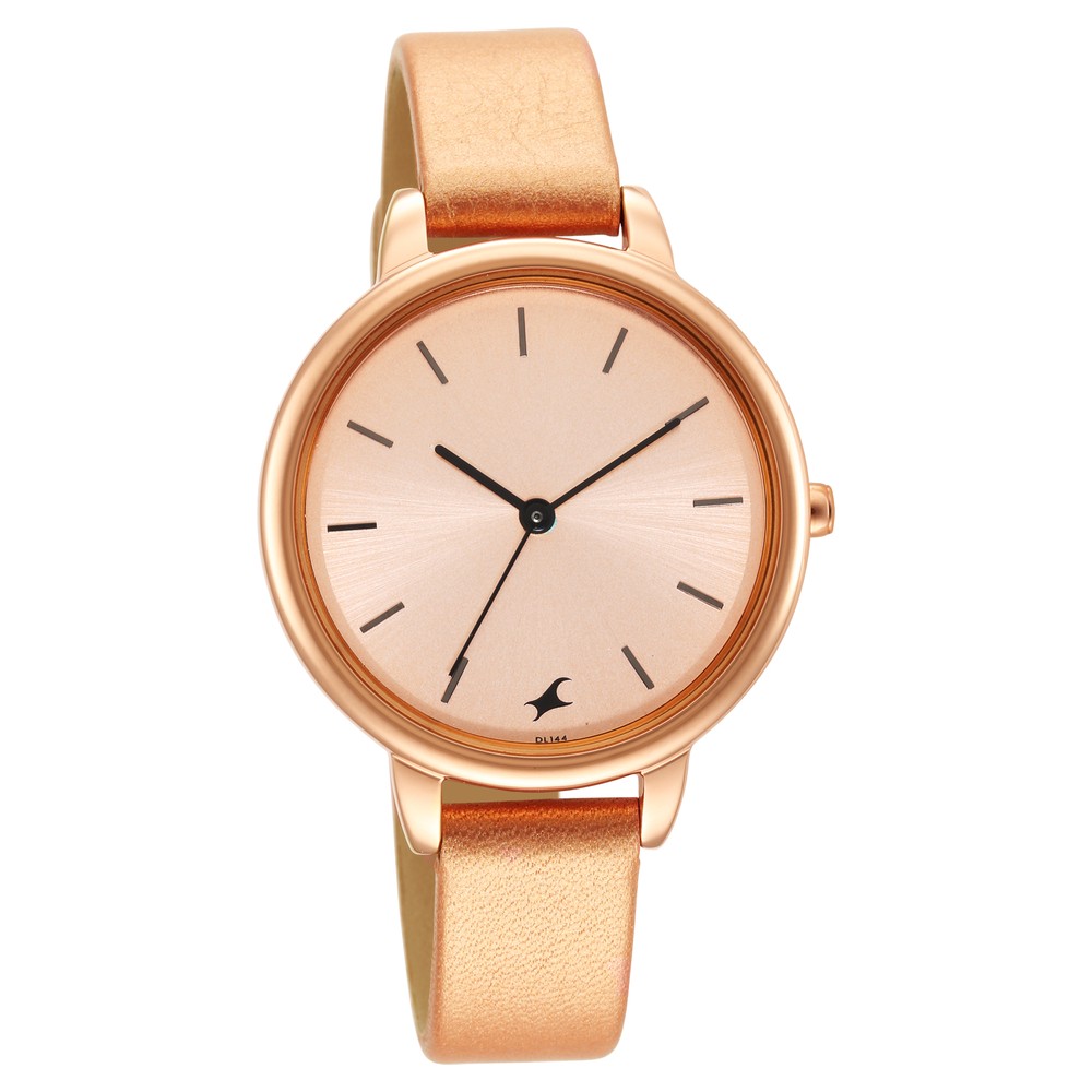 Fastrack Snob X Rose Gold Dial Stainless Steel Strap Watch for Girls