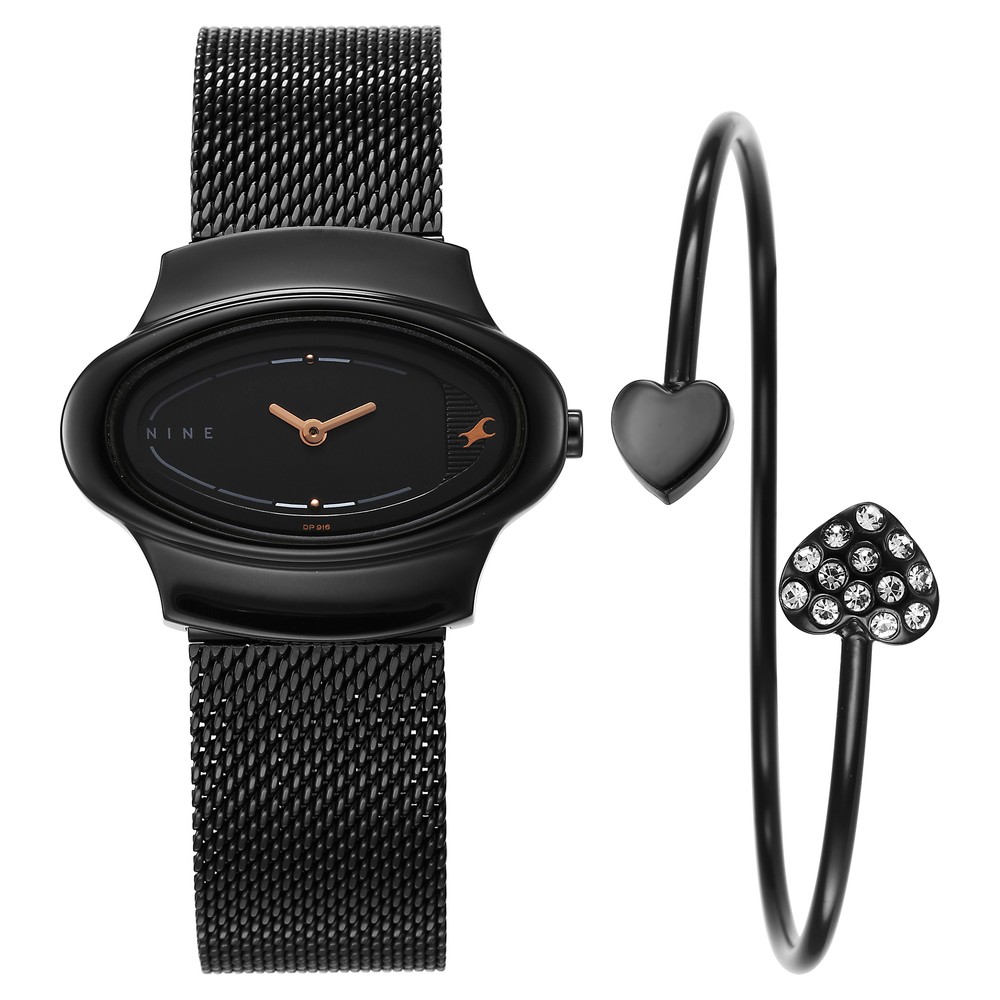 Buy Online Fastrack Pulse Quartz Analog Black Dial Stainless Steel Strap Watch for Girls 6004nm03f Fastrack