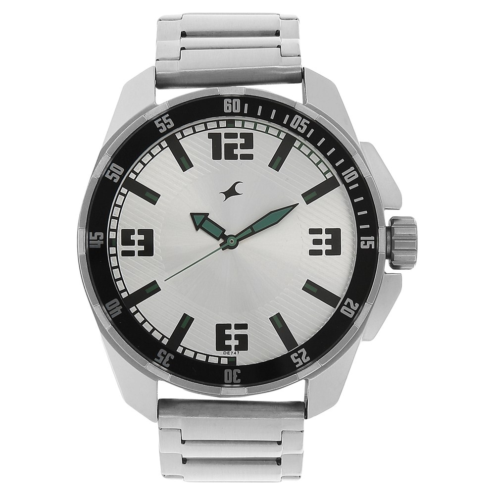 Buy Online Fastrack Quartz Analog Silver Dial Metal Strap Watch for Guys nm3084sm01 Fastrack