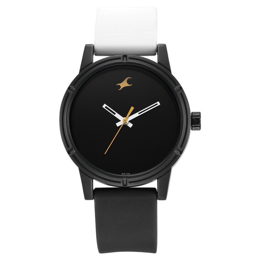 Buy Online Fastrack Tees Quartz Analog Black Dial Silicone Strap Watch for Guys 38062pp10w Fastrack