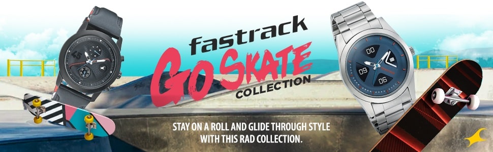 Fastrack Go Skate Quartz Multifunction Black Dial Stainless Steel