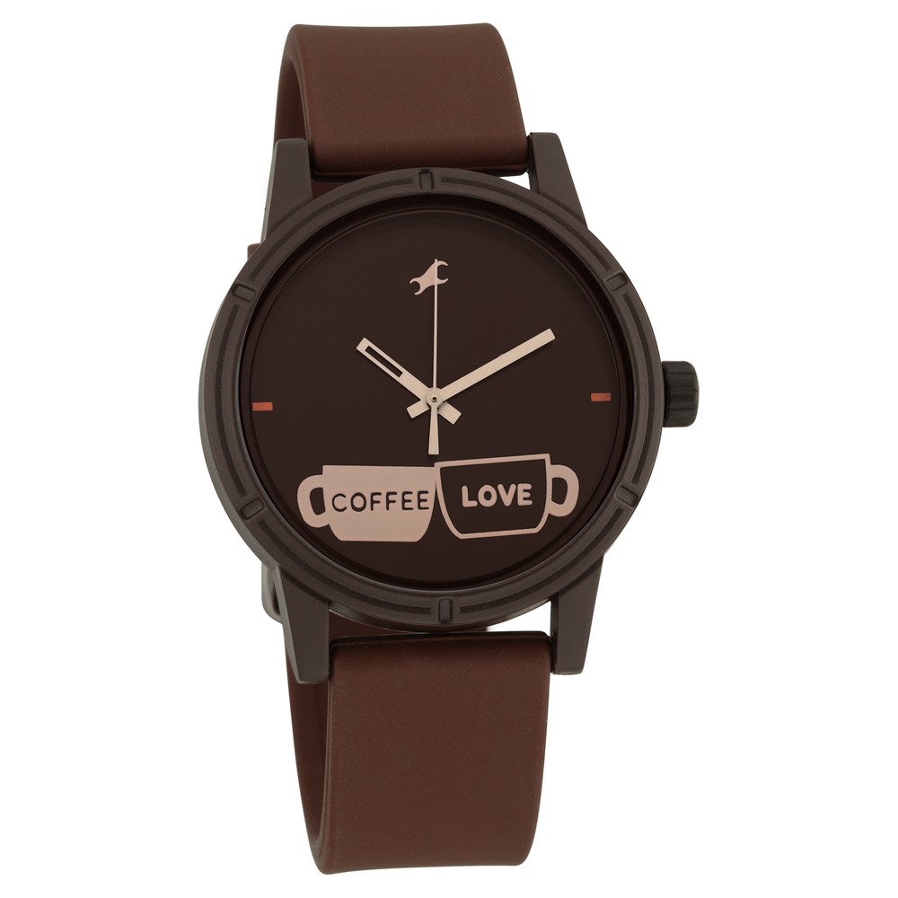 Fastrack Tees Quartz Analog Brown Dial Silicone Strap Watch for