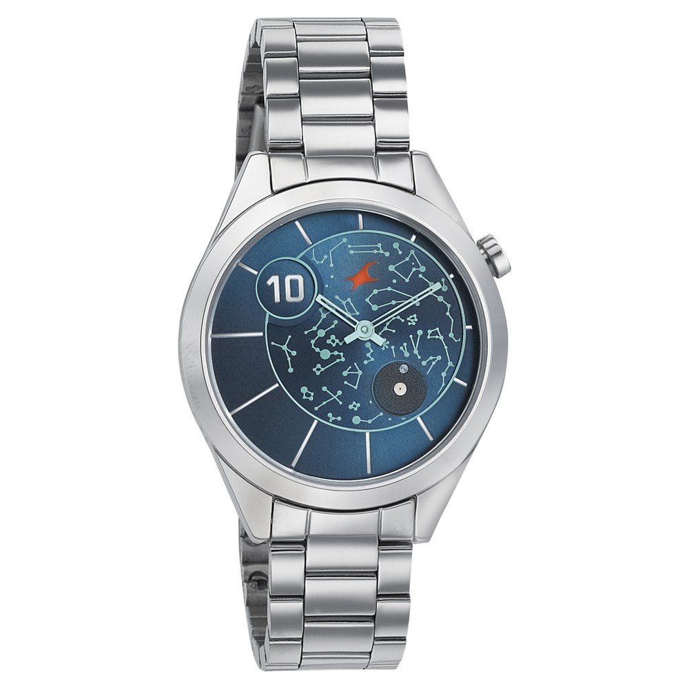 Buy Online Fastrack Space Rover Quartz Analog Blue Dial Stainless Steel Strap Watch for Girls nm6193sm01 Fastrack