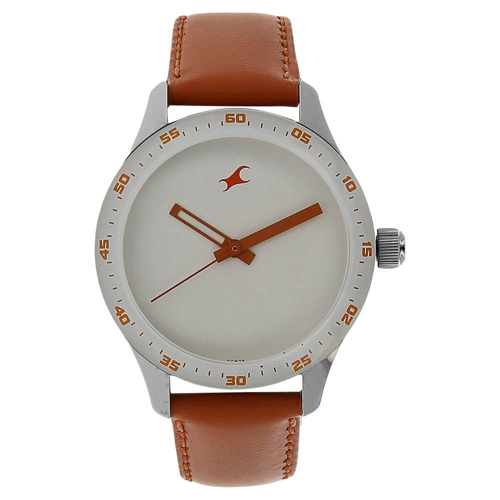 Buy Online Fastrack Quartz Analog White Dial Leather Strap Watch for Girls np6078sl04 Fastrack