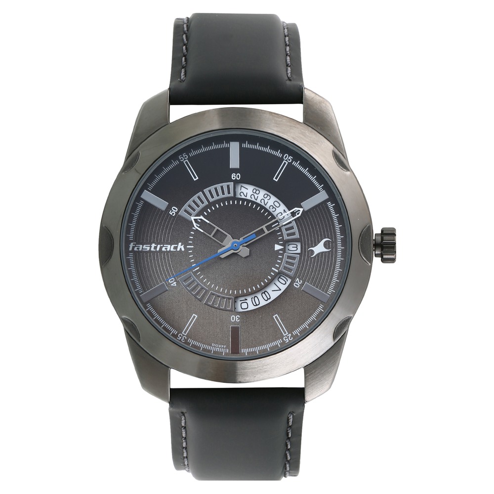 Buy Online Fastrack All Nighters Quartz Analog Black Dial Leather Strap Watch for Guys ns3123ql01 Fastrack