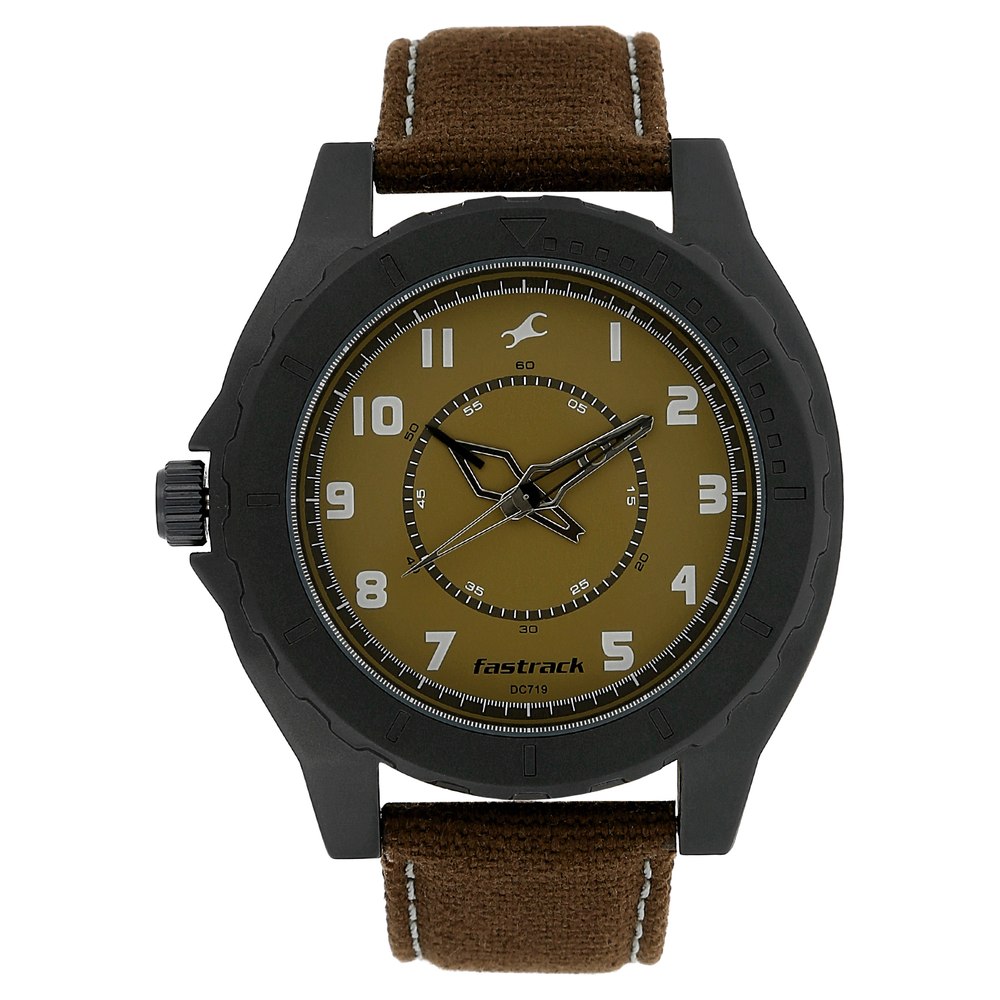 Buy Online Fastrack Explorer Quartz Analog Brown Dial Canvas Strap Watch for Guys nk9462al02 Fastrack