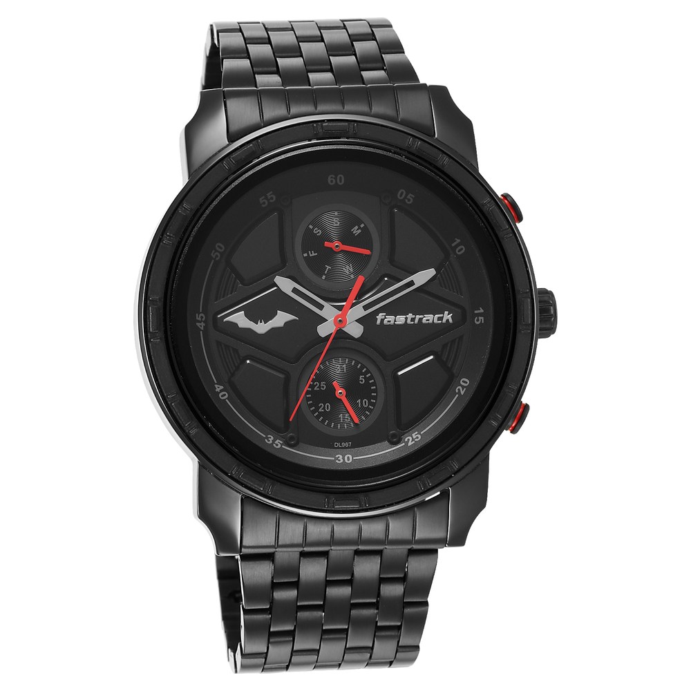 Fastrack Batman Quartz Analog with Day and Date Black Dial Stainless ...