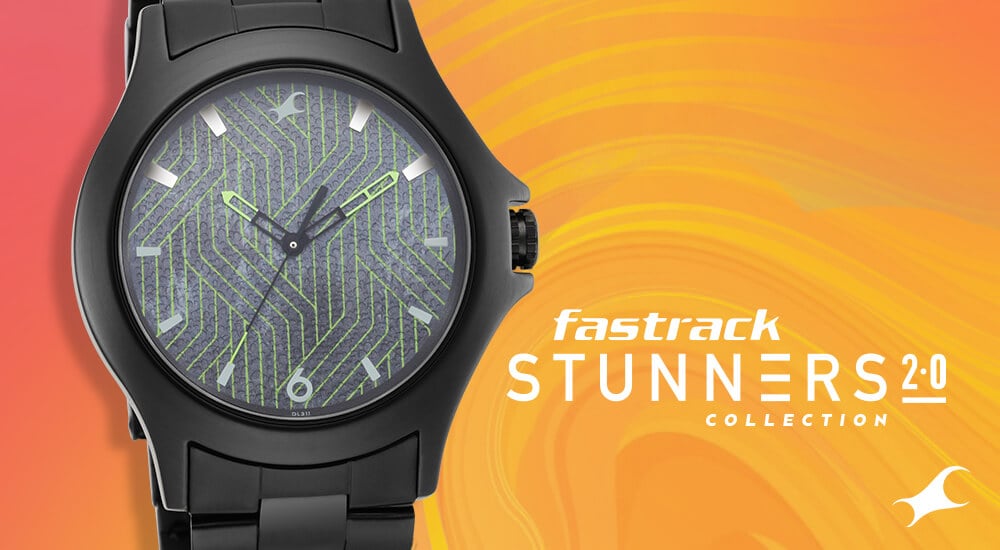 Fastrack black clearance and yellow watch