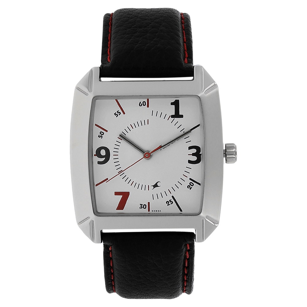 Buy Online Fastrack Quartz Analog White Dial Leather Strap Watch for Guys 9336sl01 p Fastrack