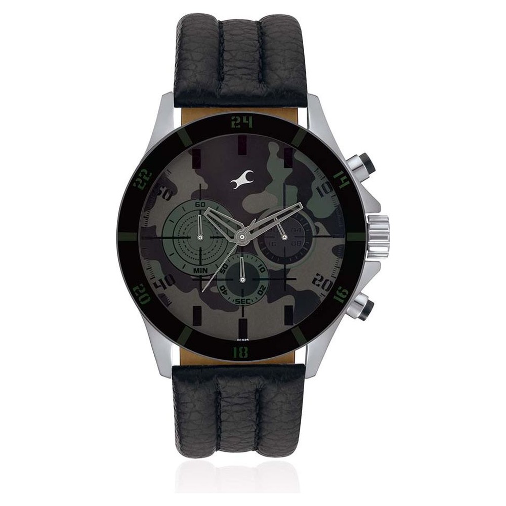 Buy Online Fastrack Quartz Chronograph Multicoloured Dial Leather Strap Watch for Guys 3072sl08 Fastrack