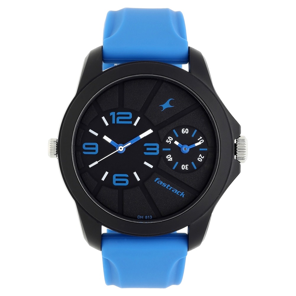 Buy Online Fastrack Quartz Analog Black Dial Silicone Strap Watch for Guys np38042pp04 Fastrack