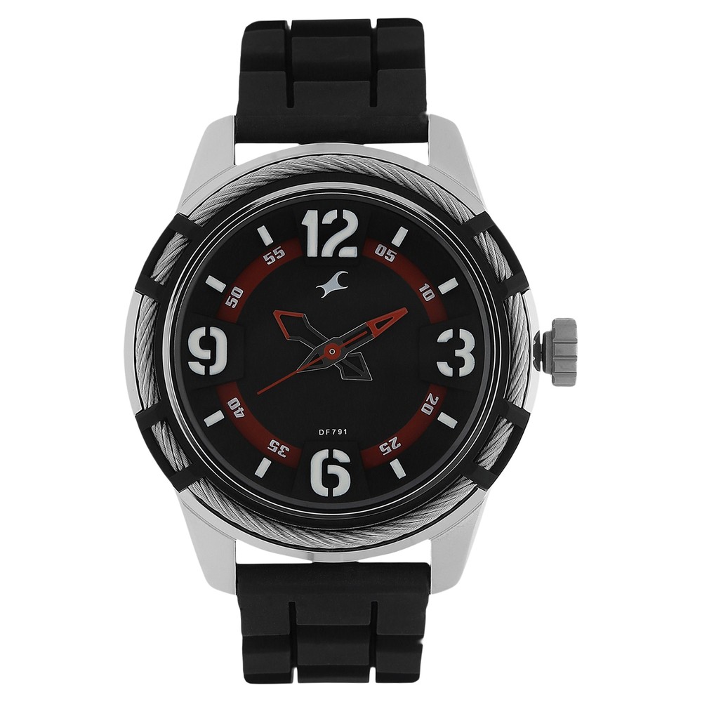 Black dial black plastic strap watch fastrack best sale