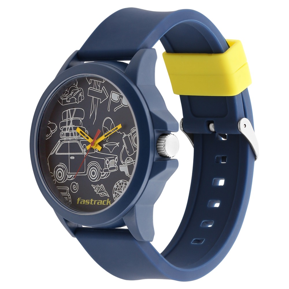 Fastrack Quartz Analog Blue Dial Silicone Strap Watch for Unisex